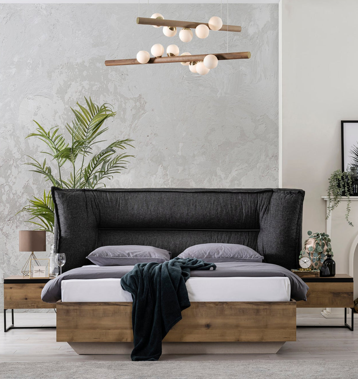 غرفة نوم كارو باللون البني الخشبي