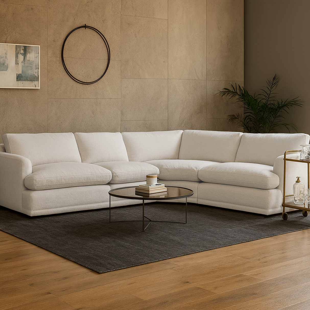 كنب زاوية فيروز باللون الأبيض