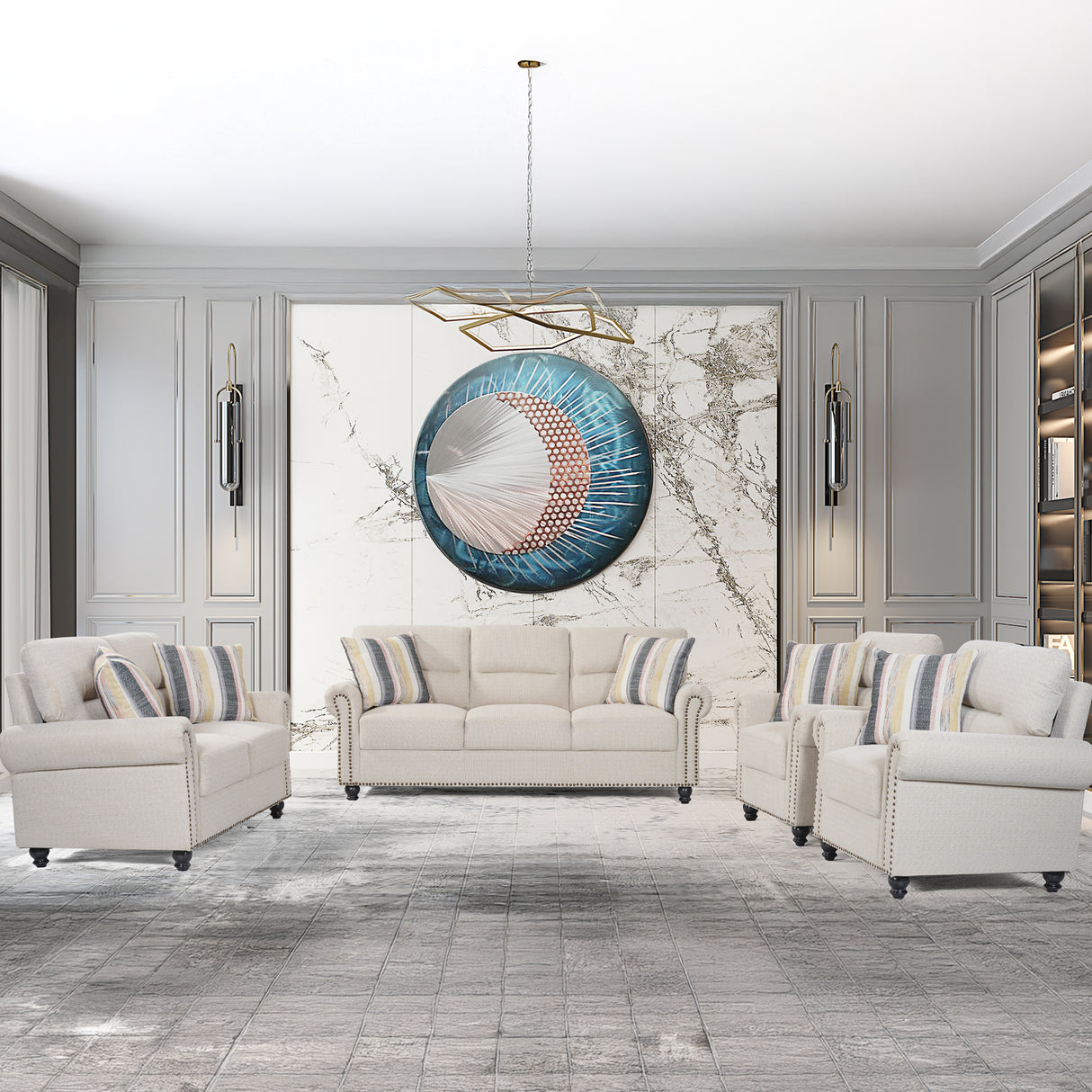 طقم كنب مالفيرا باللون الأبيض