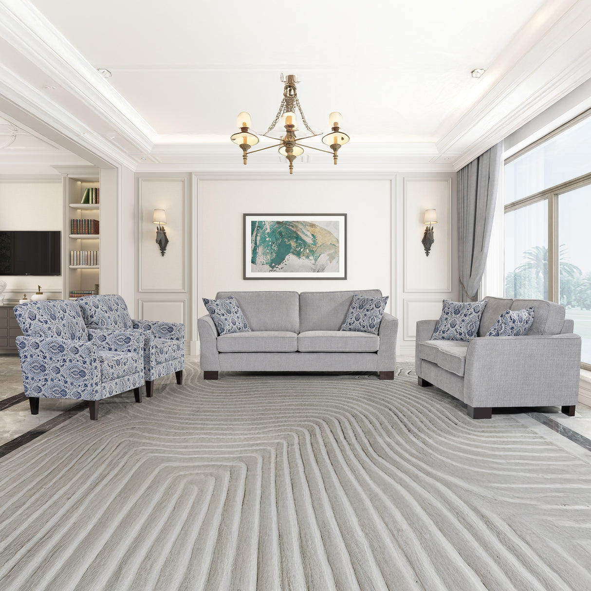 طقم كنب مالفيسا باللون الرمادي