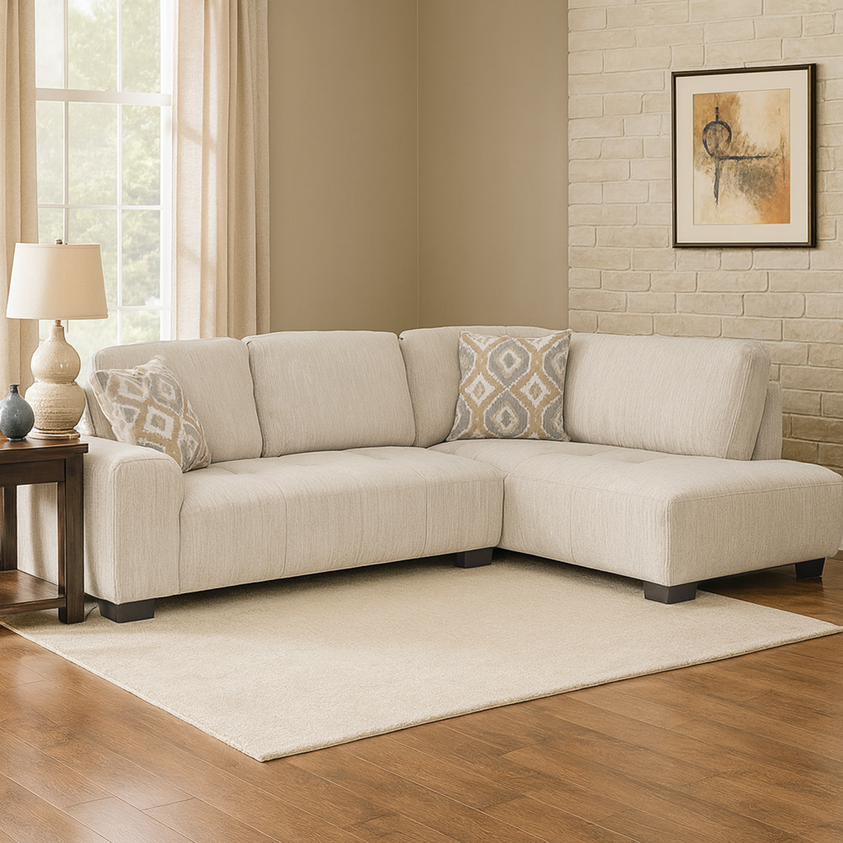 كنب زاوية ناليفيا باللون الأبيض