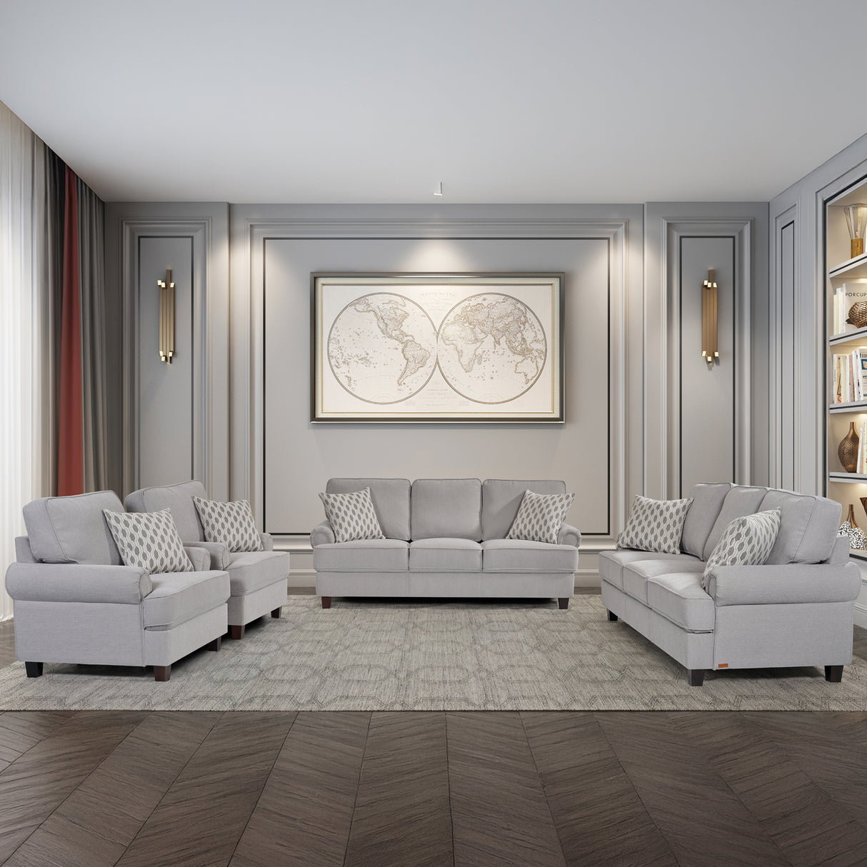 طقم كنب فلوريسا باللون الرمادي