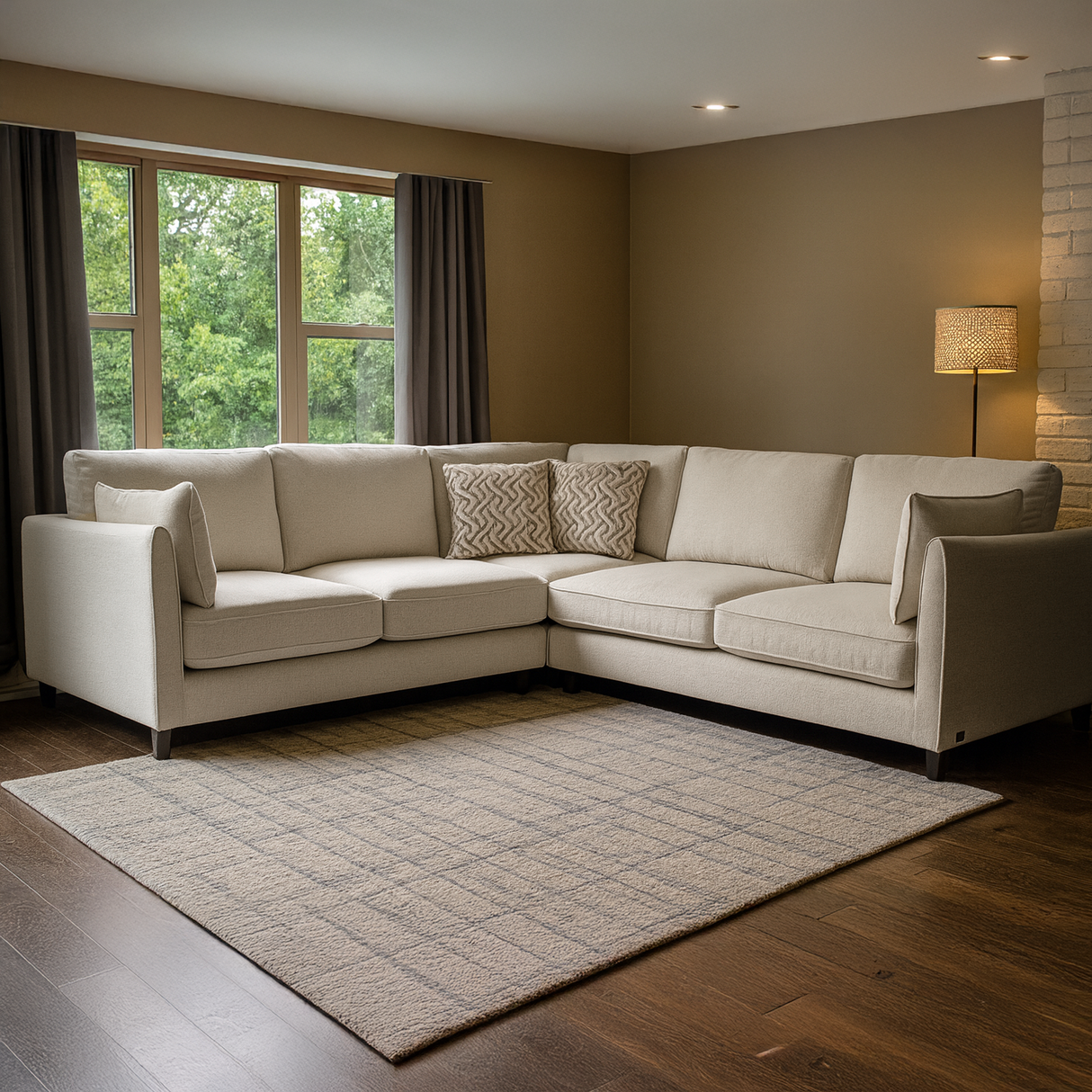 كنب زاوية ناليفيا باللون الكريمي