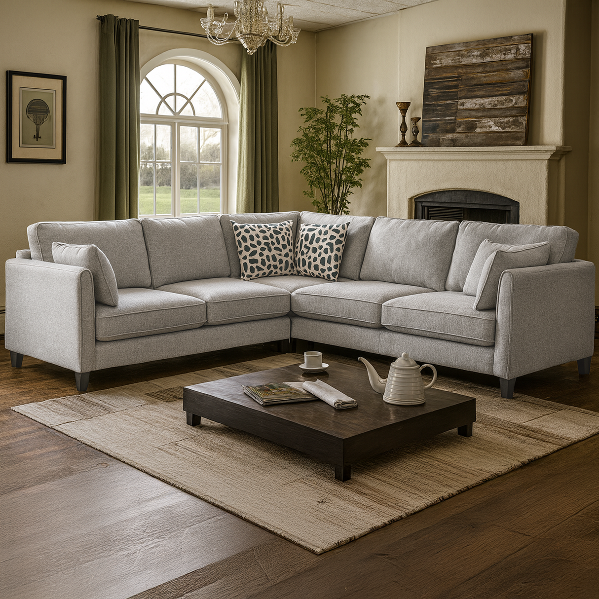 كنب زاوية مارفينا باللون الرمادي