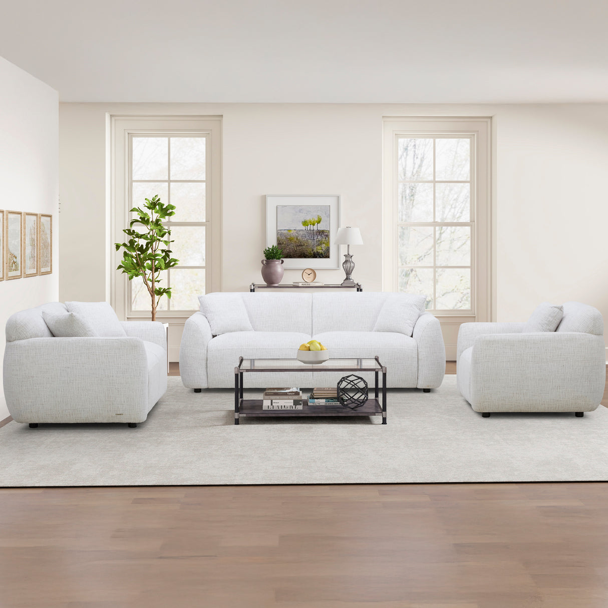 طقم كنب ريفان باللون الأبيض