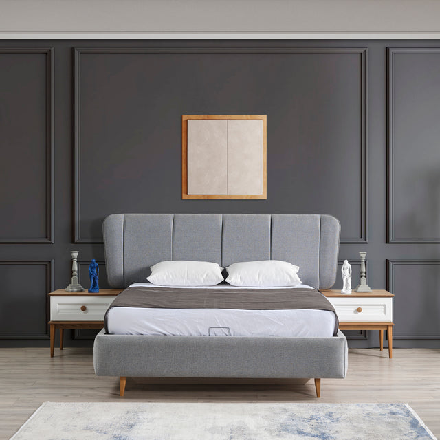 سرير كينز باللون الرمادي - High Point