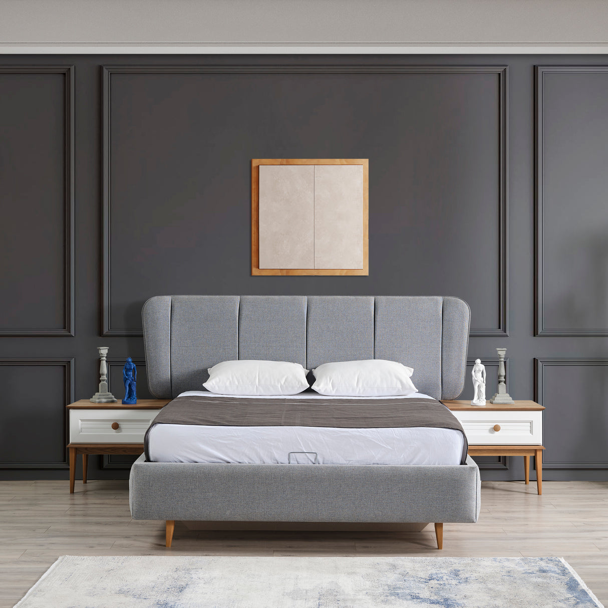 غرفة نوم كينز باللون الرمادي