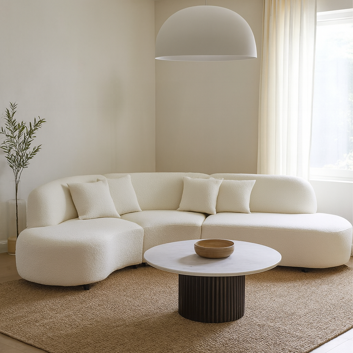 كنب مارسيلا زاوية باللون الأبيض