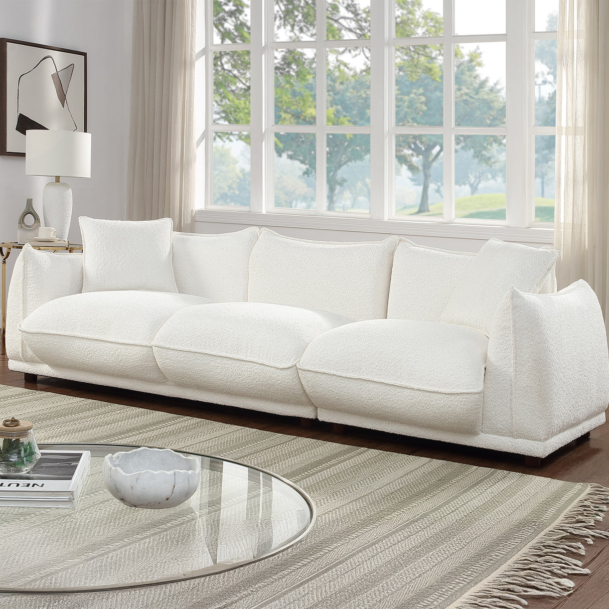 كنب ريلان رباعي باللون الكريمي - High Point