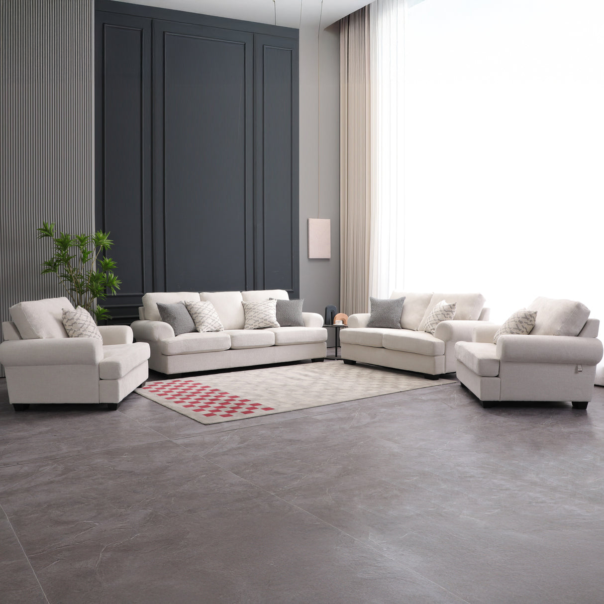 كنب ثنائي تيانا باللون الكريمي