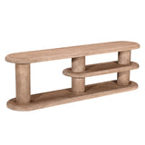 رف تلفاز ميروفيرا باللون الخشبي