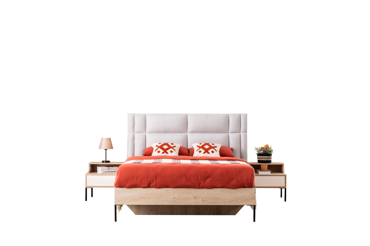 سرير ميلورا مزدوج باللون الكريمي - High Point