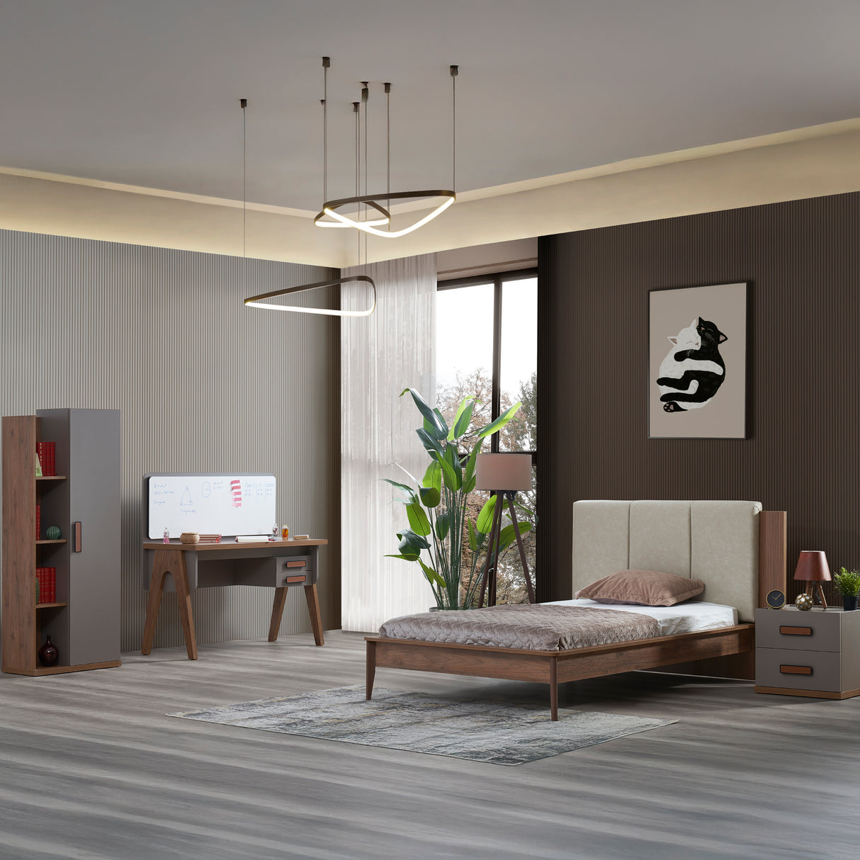 غرفة نوم ديلان باللون البني