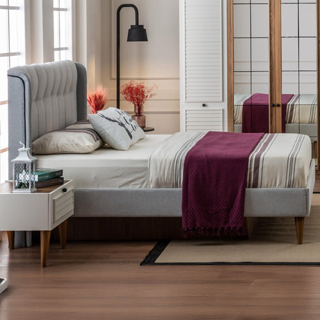 سرير فيرونا مزدوج باللون الكريمي - High Point