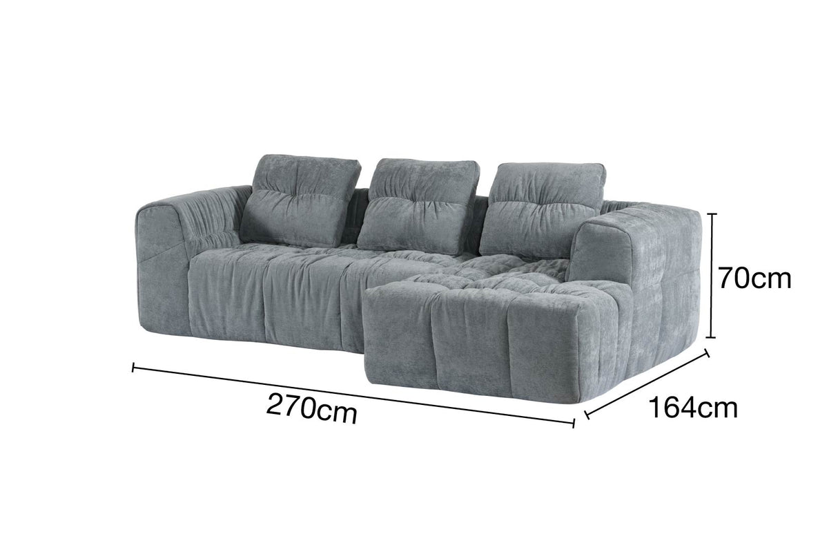 كنب زاوية أورسيلا مضغوط باللون الرمادي