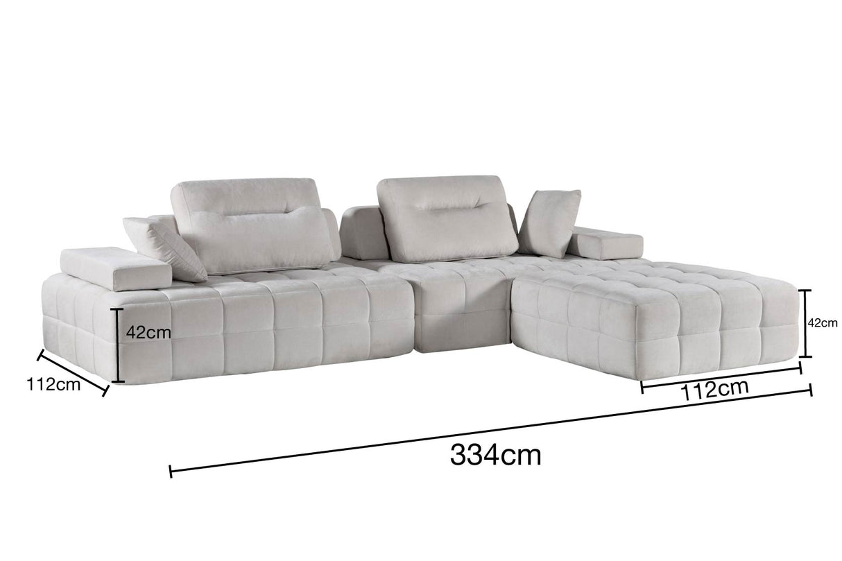 كنب زاوية ميرافين مضغوط باللون الأبيض