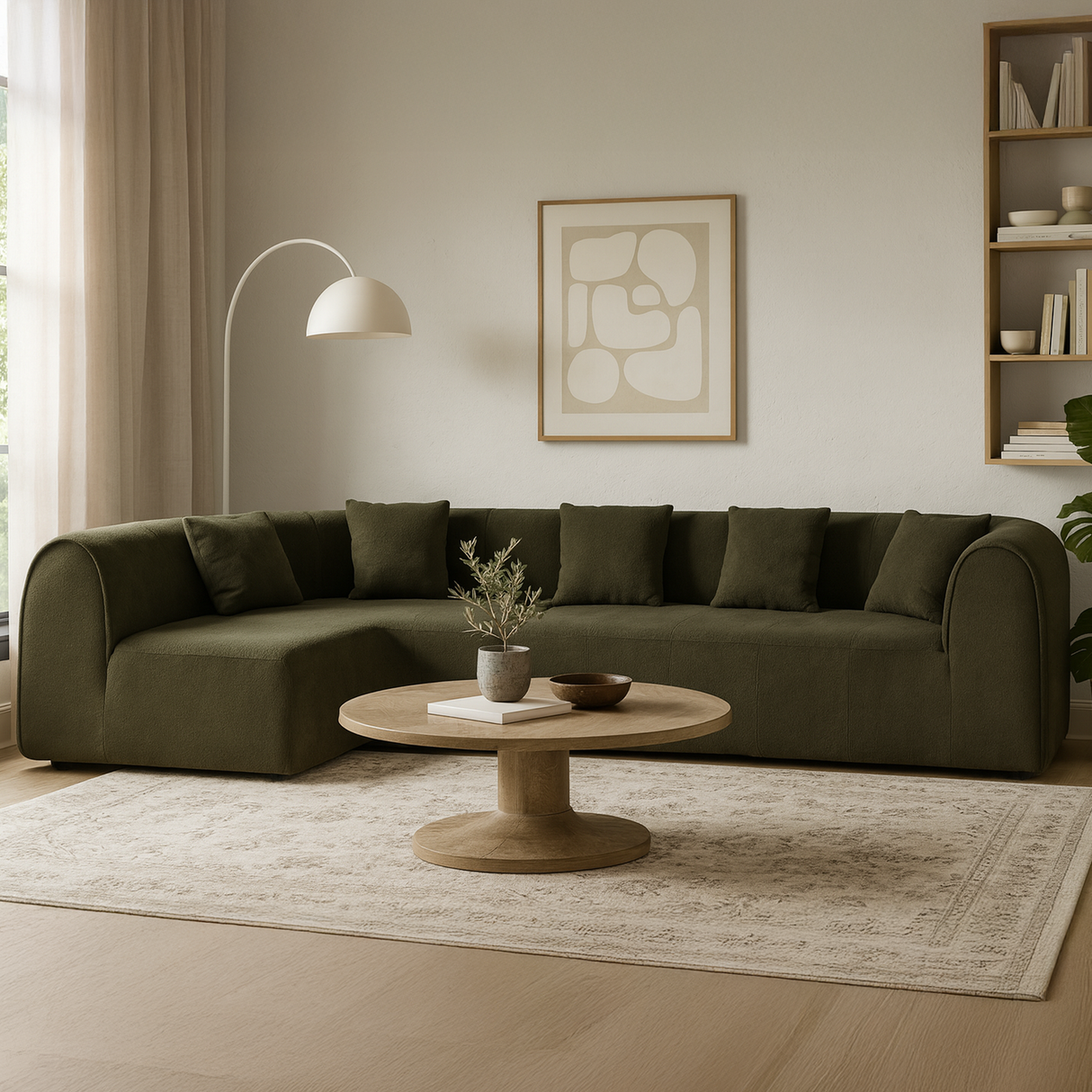 كنب زاوية فايورا مضغوط باللون الزيتي غامق