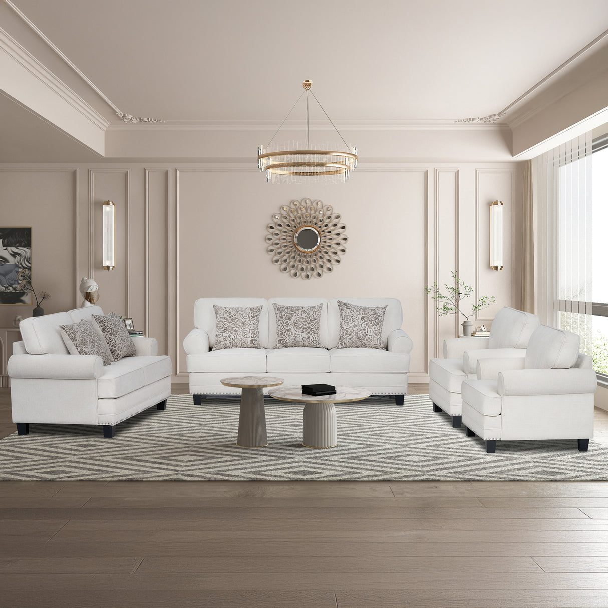 كنب لافينيا فردي باللون الكريمي