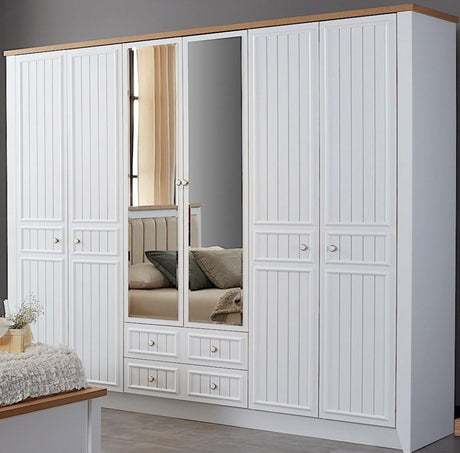 دولاب لودريك باللون الأبيض والخشبي | من هاي بوينت