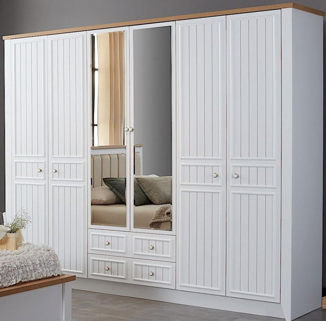 دولاب لودريك باللون الأبيض والخشبي | من هاي بوينت