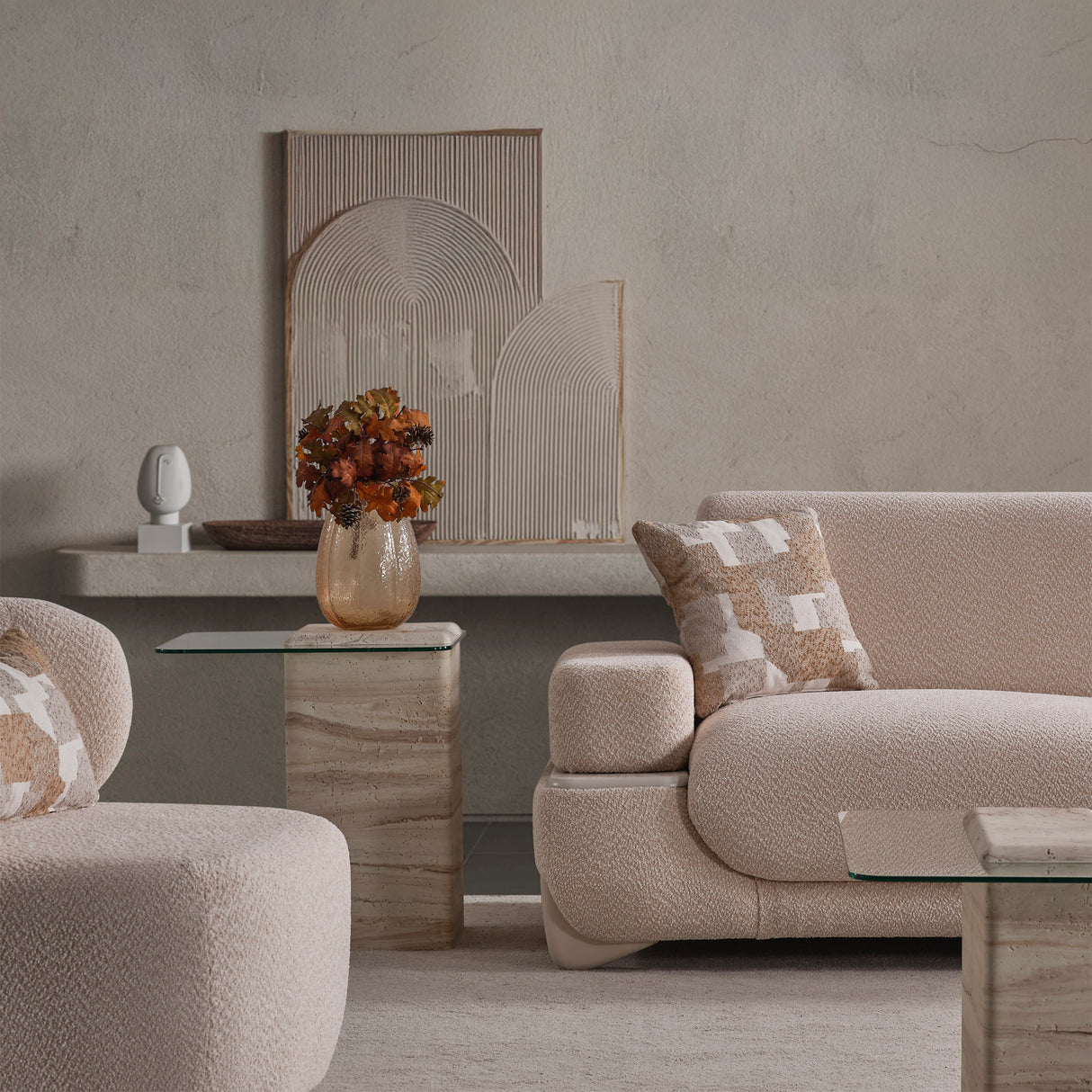 طقم كنب بيلين باللون الكريمي